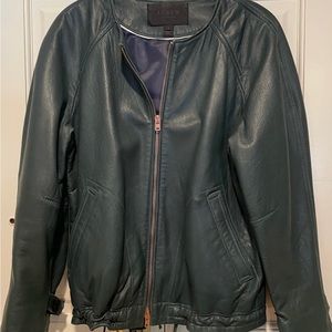 J. Crew Collection leather jacket with rose gold hardware.